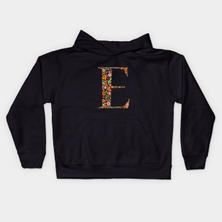 Retro Floral Letter E Kids Hoodie